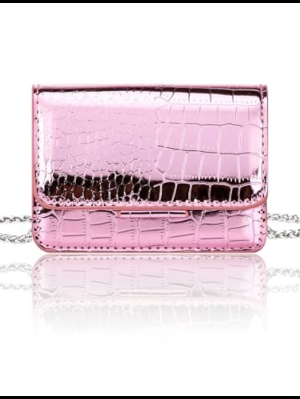 Mini Crossbody Bag PU Leather Small Evening Purse Detachable Chain Strap